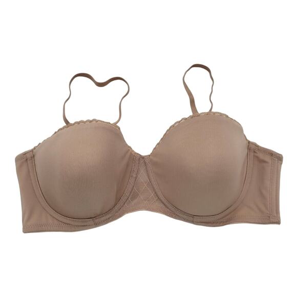 Vassarette Tan Lightly Lined Convertible Demi Adjustable Underwire Bra Size 36C - Picture 1 of 9